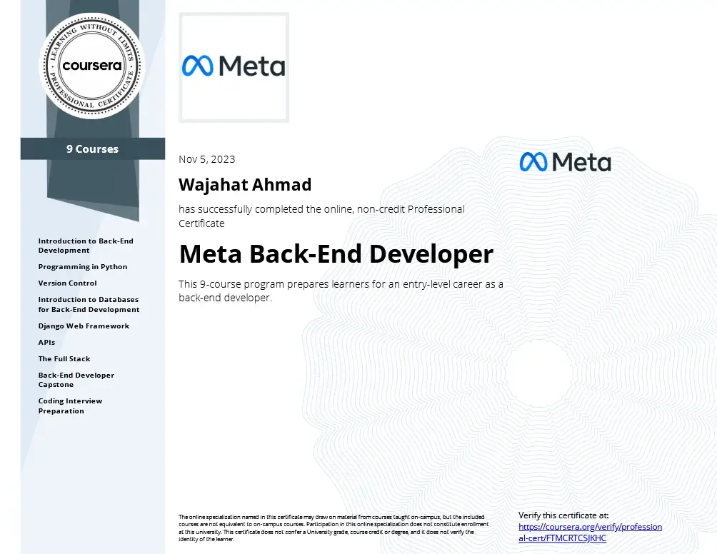 Meta Back-End Developer